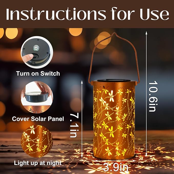 Birthday Gifts for Women Mom Grandma Ladies Solar Lanterns Outdoor Hanging - Image 3