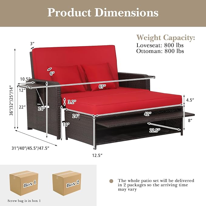 COSTWAY Patio Rattan Daybed - Image 3