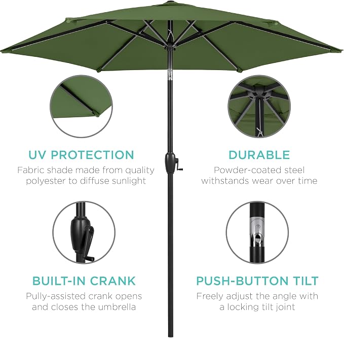 Best Choice Products 7.5ft Heavy-Duty Round Outdoor Market Table Patio Umbrella - Image 5