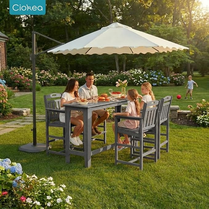 Ciokea 3 Pcs Outdoor Bar Height Table Set, Heavy-Duty All-Weather HDPE Patio - Image 2