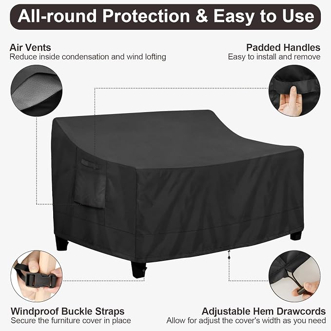 PureFit Outdoor Couch Cover Waterproof Patio Sofa Furniture Covers, 2-Seater - Image 5
