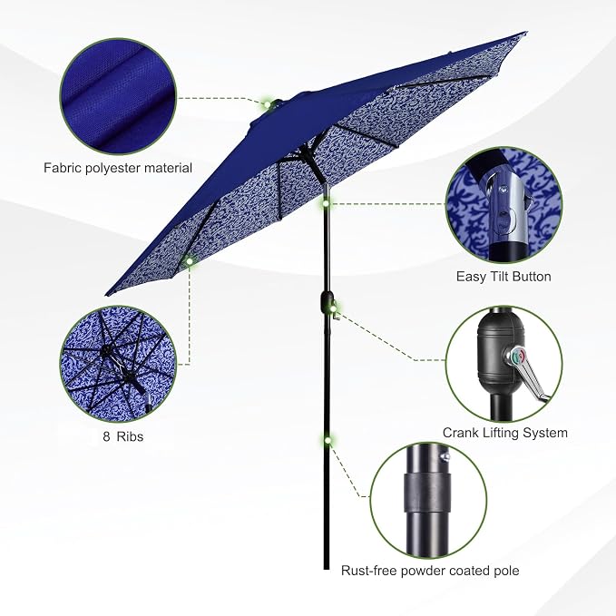 Backyard Expressions 9 ft. Patio Umbrella, Market Table Umbrella w/Tilt and - Image 2