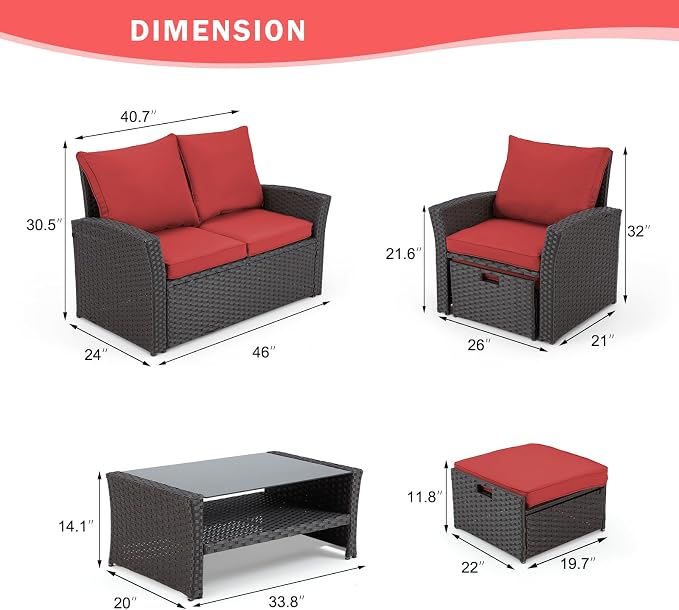 HOMREST 6 Pieces Outdoor Patio Furniture Set - Image 5