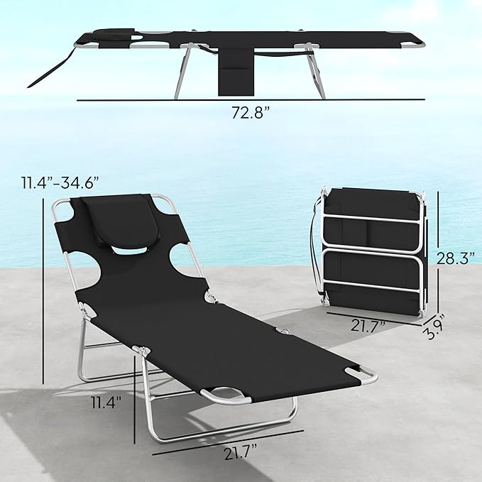 Outsunny Chaise Lounge Chair Outdoor Set of 2 - Image 3