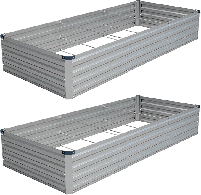 Vengarus 2 Pack 9x3x1FT Galvanized Raised Garden Bed Kit, Outdoor Metal Planter by Vengarus