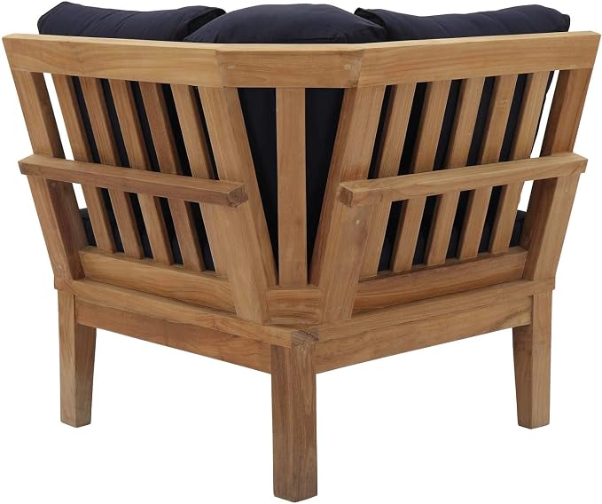 Modway Marina Outdoor Patio Teak Corner Sofa in Natural Navy - Image 3