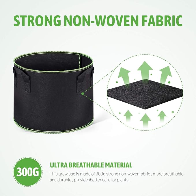 Delxo 20-Pack 3 Gallon Grow Bags Heavy Duty Aeration Fabric Pots Thickened - Image 4