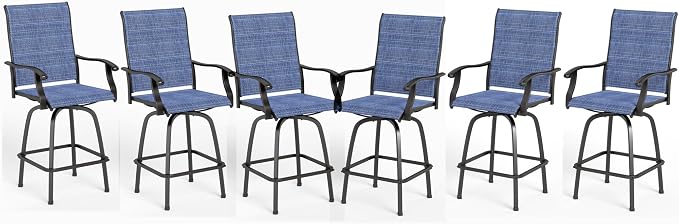 MFSTUDIO Outdoor Bar Stools Set of 6, Swivel Bar Height Patio Chairs Outdoor by MFSTUDIO