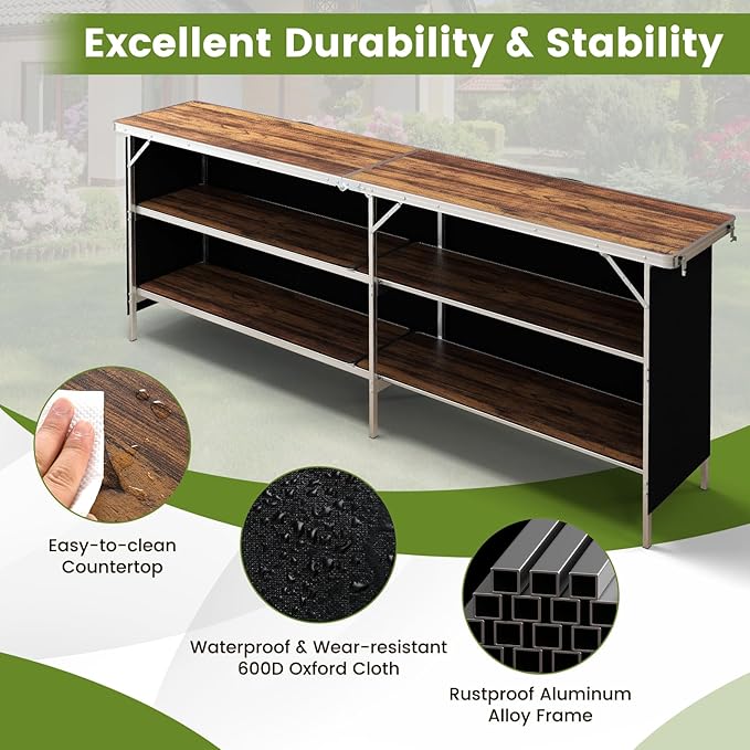 COSTWAY 81" Folding Picnic Table, Portable Bar Table - Image 5