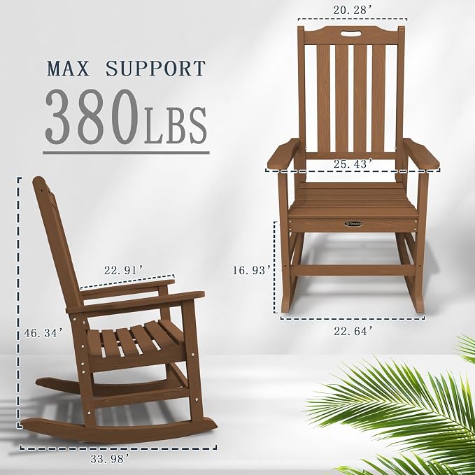 Oversized Rocking Chair Set of 2, Outdoor Rocking Chair - Image 3