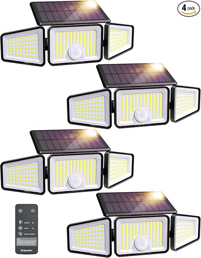 Ensenior Solar Lights Outdoor Motion Sensor, 2600LM 220 LED High Brightness by Ensenior