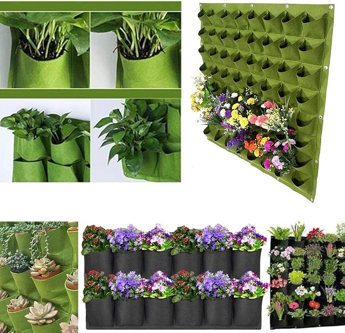 Hanging Planting Grow Bags, 64 Pockets Hanging Vertical Wall Planter Wall - Image 5