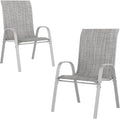 UDPATIO Patio Chairs Set of 2, Stackable Silver Outdoor Dining Chairs by UDPATIO