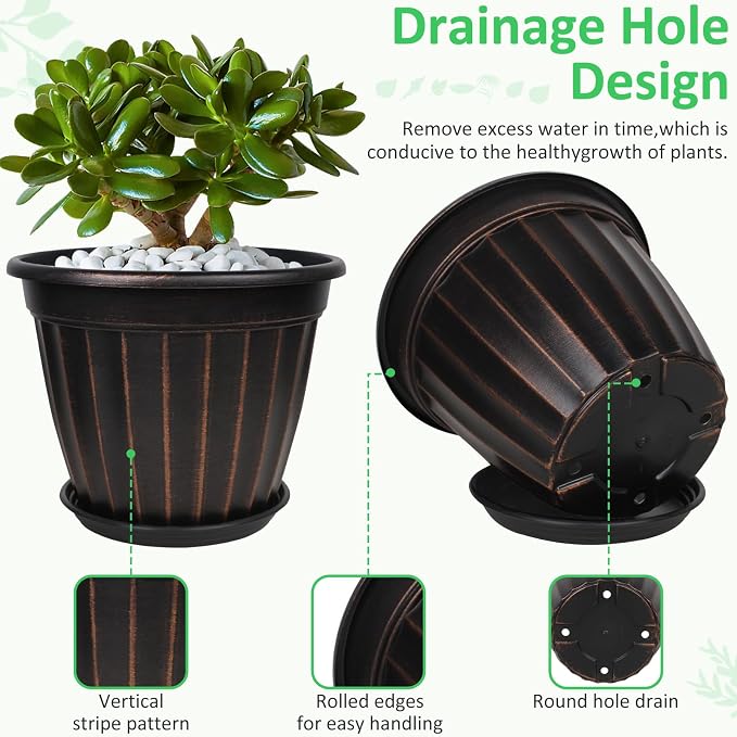 FGstyle 12 Inch Pots for Plants, 4 Pack Tall Planters, Large Flower Pots - Image 4