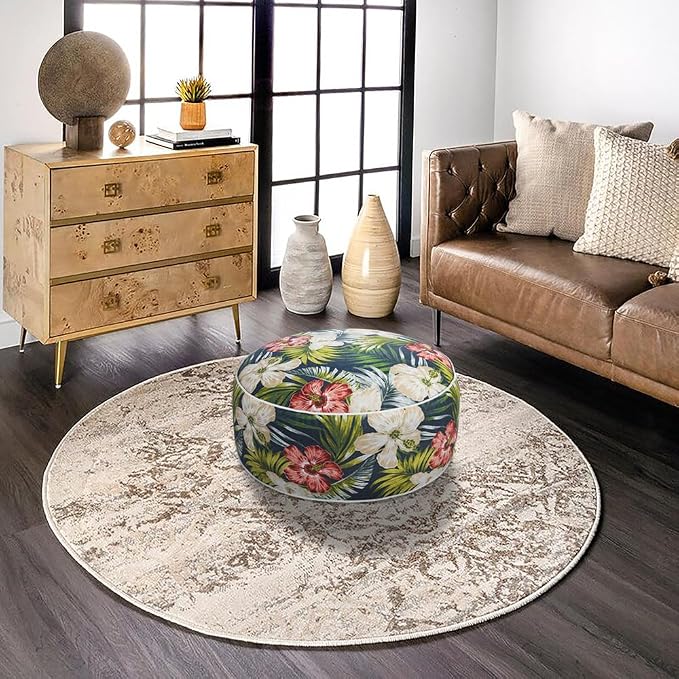 Magpie Fabrics Indoor/Outdoor Inflatable Stool Ottoman Pouf, Water Repellent - Image 2
