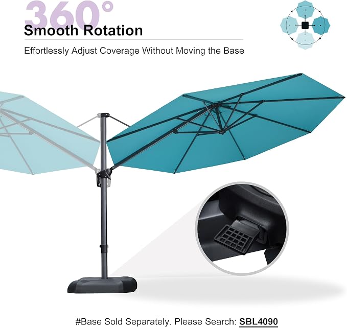 PURPLE LEAF 11 Feet Patio Umbrella Outdoor Cantilever Round Umbrella Aluminum - Image 8