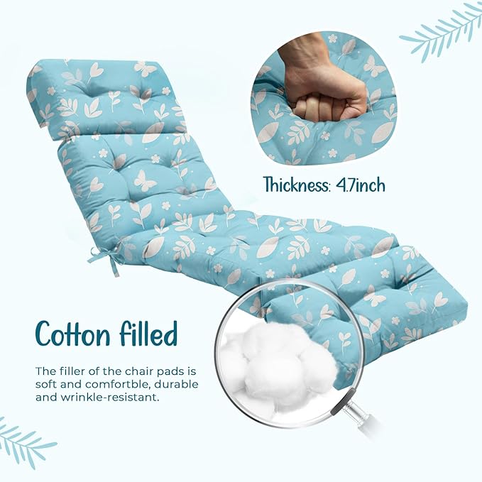 4 Pack Outdoor Chaise Lounge Chair Cushion 75.1 x 22.8 x 4.7 Inches 100% - Image 5