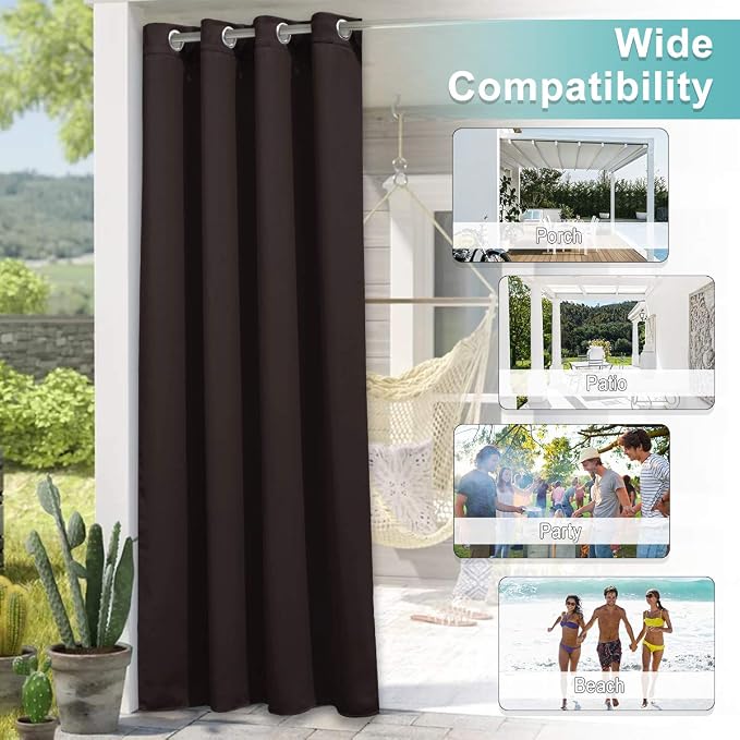 NICETOWN Outdoor Curtainch for Patio Waterproof 140 inch Wide, Rustproof - Image 7