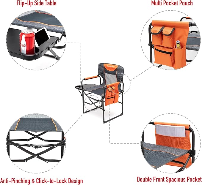 SUNNYFEEL Camping Directors Chair, Heavy Duty, Oversized Portable Folding Chair - Image 6