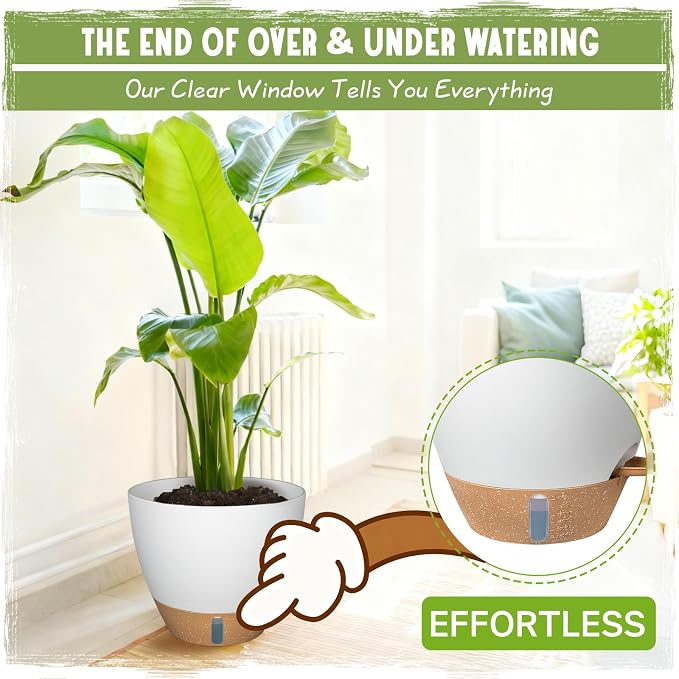 Self-Watering Pots for Indoor Plants 4 Pack, 6/8/10/12 Inch Outdoor Planters - Image 4