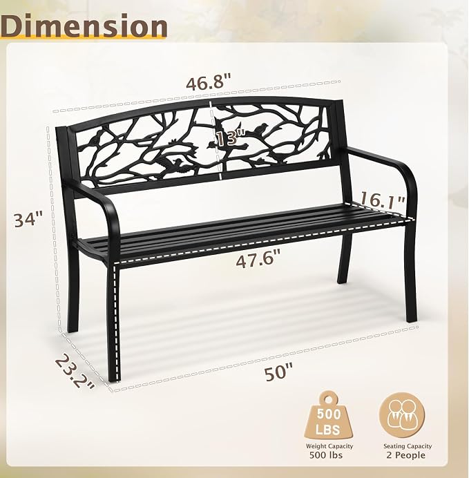 Outvita Outdoor Bench, Patio Bench - Image 3