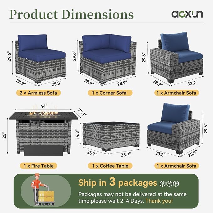 Aoxun 7 Piece Patio Furniture Set - Image 8