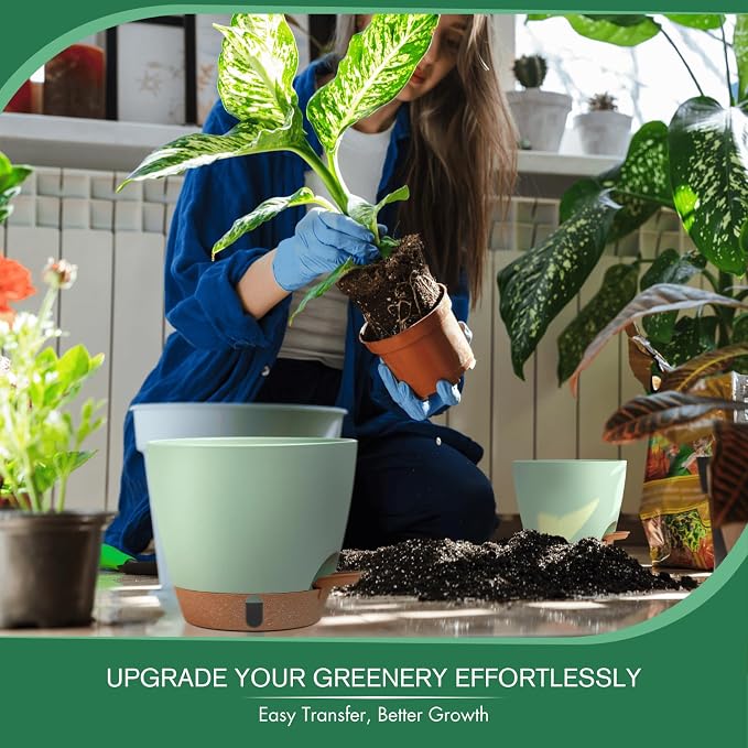 montresor 2 Pack 8 inch Plant Pots, PP Plastic Self Watering Plant Pot - Image 7