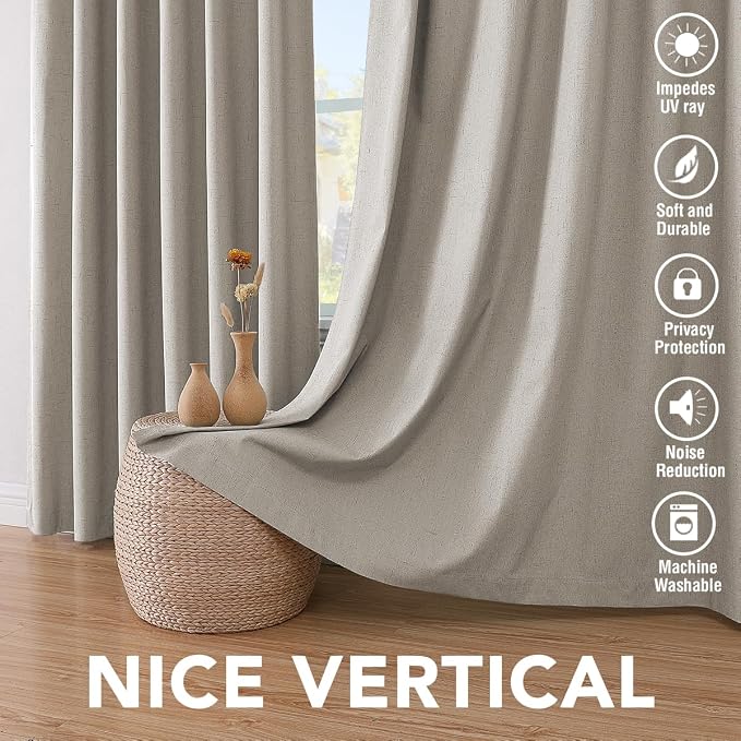 H.VERSAILTEX Linen Blackout Curtains 54 Inches Long 100% Absolutely Blackout - Image 7