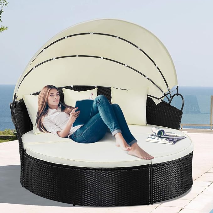 Tangkula Patio Furniture Outdoor Lawn Backyard Poolside Garden Round - Image 4