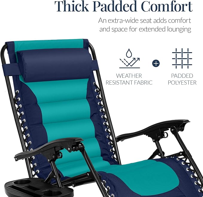 Best Choice Products Oversized Padded Zero Gravity Chair, Folding Outdoor Patio - Image 5