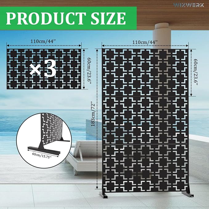 6FT Outdoor Metal Privacy Screen – Decorative Privacy Fence and Room/Garden - Image 9