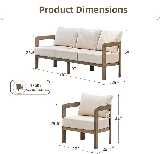 Outdoor Patio Furniture Set, Metal Patio Conversation Set - Image 2