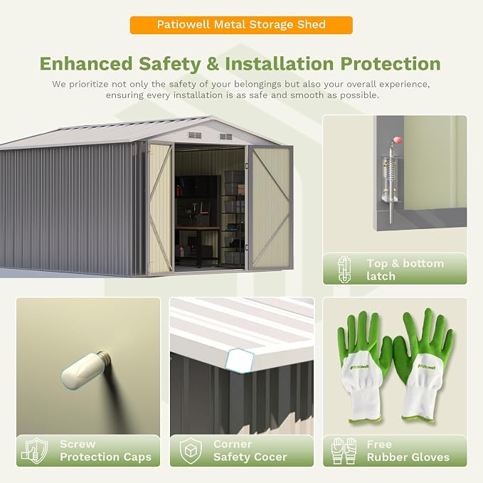Patiowell 10 x 12 FT Metal Storage Shed - Image 6