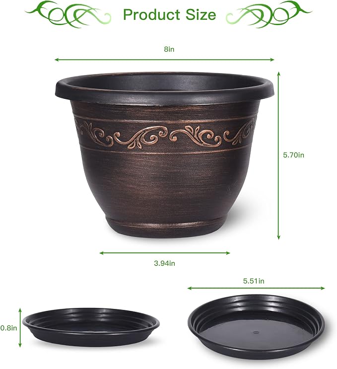 Plastic-Plant-Flower-Planters-8 Inch - Image 2
