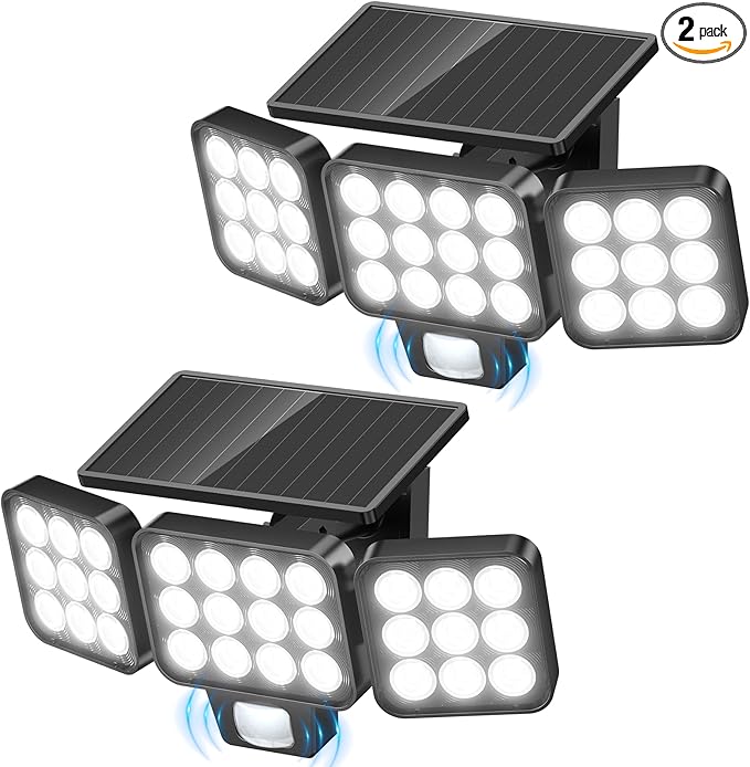 WdtPro Solar Lights Outdoor Flood Light, 3500LM Bright Motion Sensor Outdoor by WdtPro