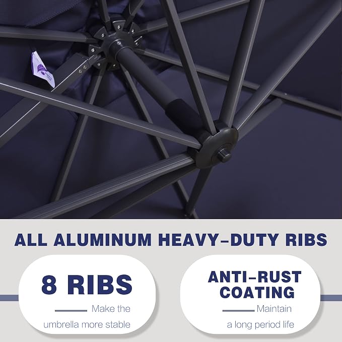 PURPLE LEAF 9' X 11.5' Cantilever Outdoor Rectangle Umbrella Patio Umbrella - Image 6
