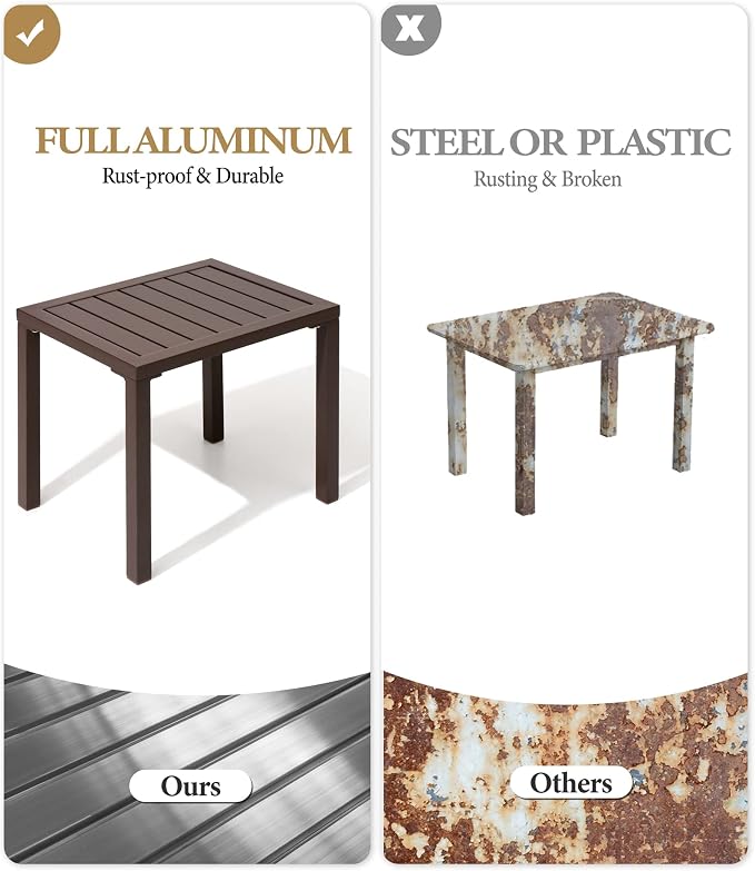 Crestlive Products Outdoor Side Table Set of 2, Aluminum Rectangular Side/End - Image 4