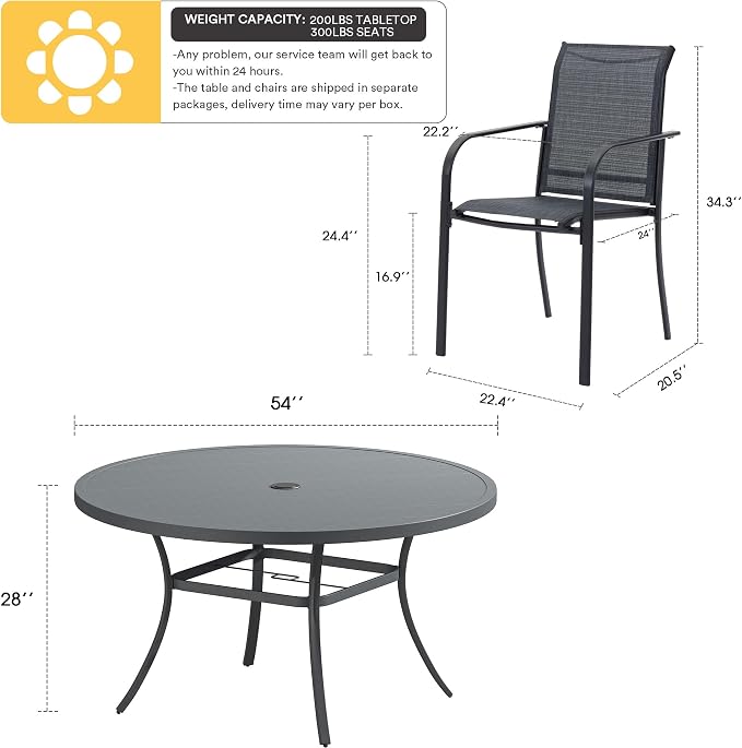 VICLLAX Patio Dining Set for 8, Outdoor Furniture Set Includes 53" Round Patio - Image 2
