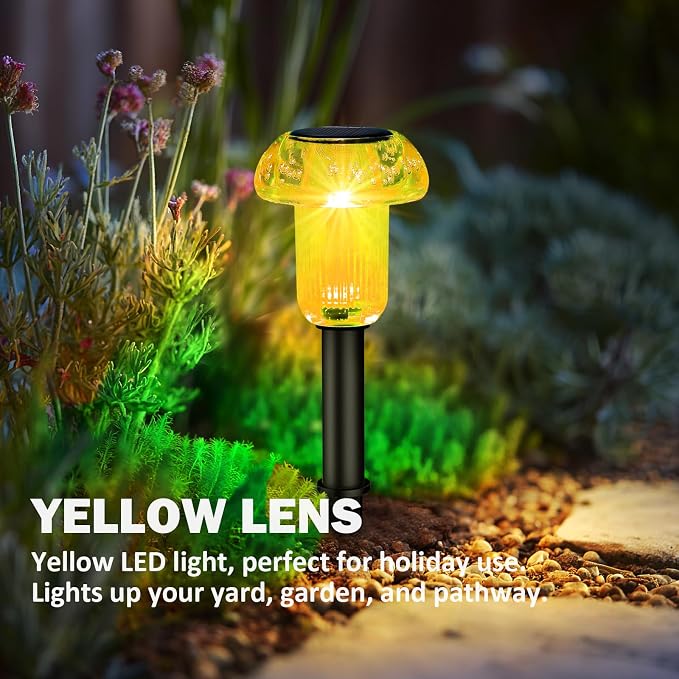 Easter Solar Pathway Lights Outdoor Decorative 8 Pack, 4 color LED Mushroom - Image 2