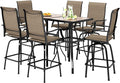 PHI VILLA Outdoor Bar Set for 6, High Top Patio Table and Chairs by PHIVILLAThepioneerofcomfortablehouseholdsupplies