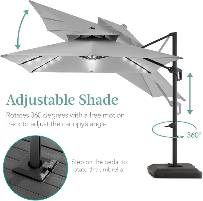 Best Choice Products 10x10ft Cantilever Patio Umbrella w/Base Included - Image 4