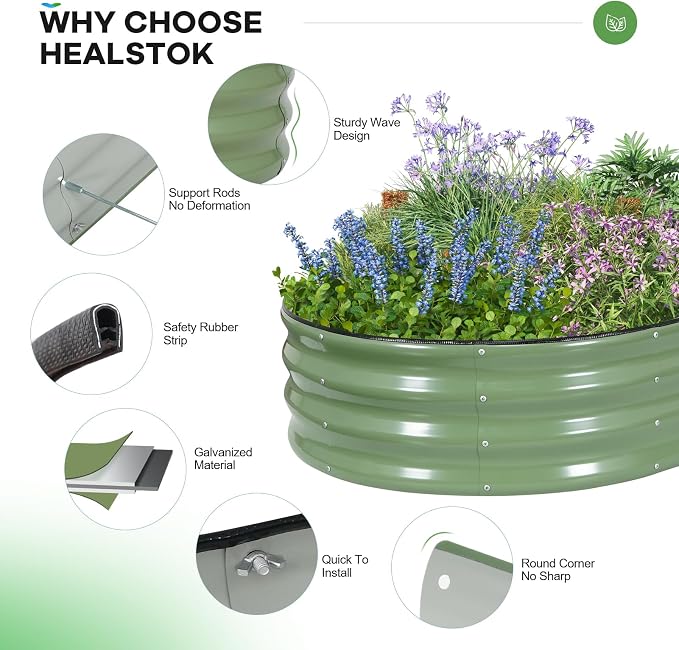 Galvanized Raised Garden Bed Outdoor, Rust-Resistant Garden Planter Box - Image 3