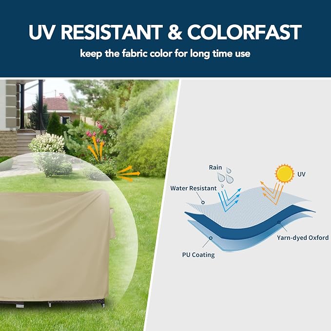 Easy-Going Square Patio Furniture Cover Waterproof Outdoor Dining Table and - Image 3