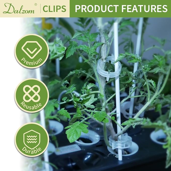 Dalzom® 300Pcs Tomato Clips, Plastic Trellis Clips Plant Support Clips - Image 5