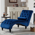 Chaise Lounge Indoor, Velvet Upholstered Lounge Chair Button-Tufted Armless by LinyuanwaiFurniture