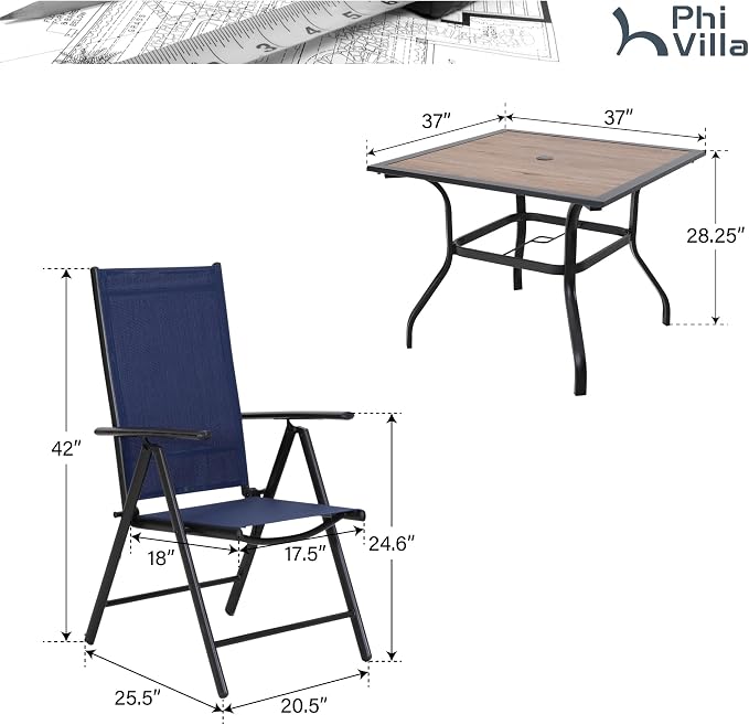 PHI VILLA 5-Piece Patio Dining Set - Image 8