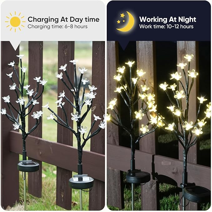 Solar Garden Lights Garden Decor, Solar Flowers Outdoor Decorative, Pathway - Image 3