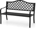 MFSTUDIO 50" Black Outdoor Metal Garden Bench, Cast Iron Frame Patio Furniture by MFSTUDIO