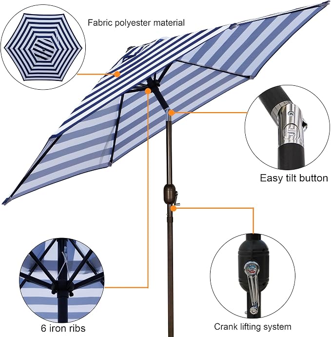 Blissun 7.5 ft Patio Umbrella, Yard Umbrella, Outdoor Market Umbrella - Image 2
