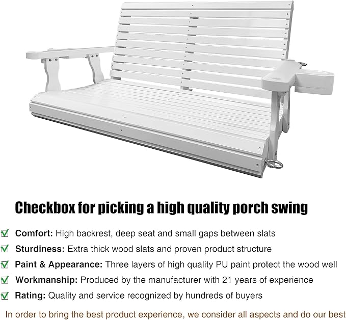 Wooden Porch Swing 2-Seater, Bench Swing - Image 2